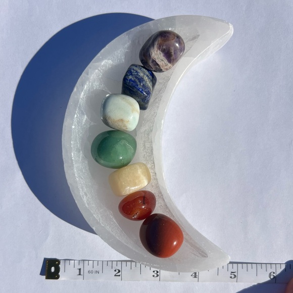 Selenite Crescent Moon Stone Set - Picture 6 of 7